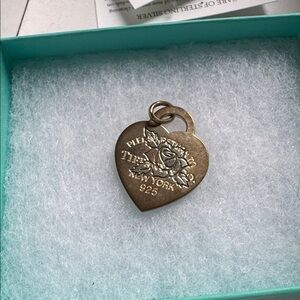 Tiffany & Co. Silver Heart Charm with Rose Engraving